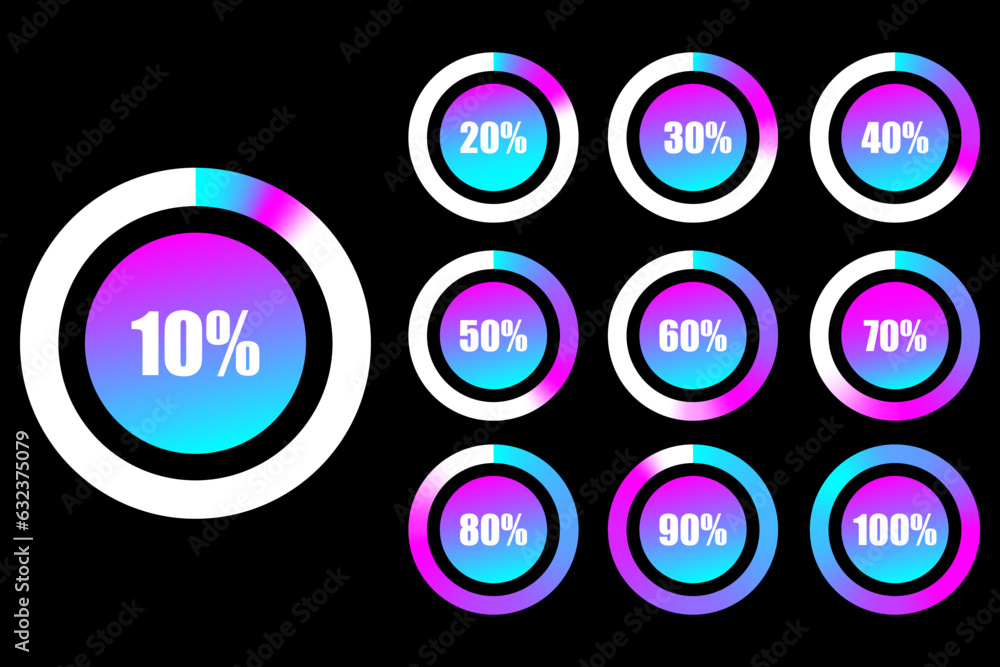 Poster set of circular progress bar icons. timer icon. good for download display. flat element indicator. v