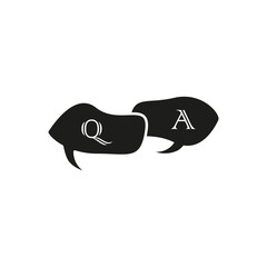 Q and A icon in speech bubble. Vector illustration. Eps 10.