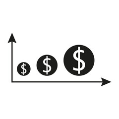 Obraz premium Financial chart. Graph with dollars coins. Vector illustration. Eps 10.