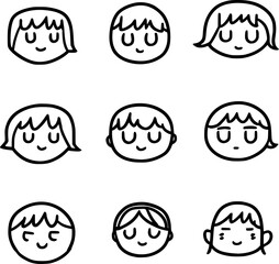 set of cute face cartoon