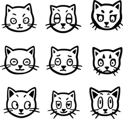 set of cute cat cartoon