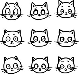 set of cute cat cartoon