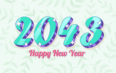 2043 New Year Year with Floral Background. Holiday Design, Trendy Style, Calendar