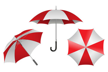 set of realistic umbrella in various type. 3D render