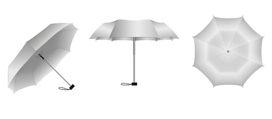 set of realistic umbrella in various type. 3D render © coolvectormaker
