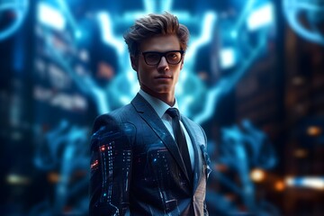 Fototapeta premium 近未来のビジネスマン with generative ai