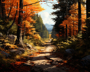Autumn Path: A Serene Journey through the Digital Forest