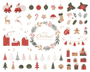 クリスマスの装飾のためのアイコンコレクション。(ベクターイラスト)