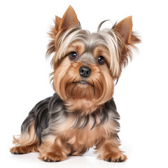 Cute yorkshire terrier on white background. Generative AI