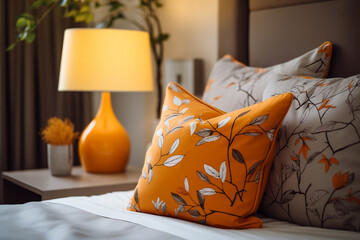 Cozy Autumn Vibes: Modern Orange Pillow Decor Brightening Up the Interior