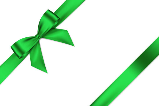 Realistic shiny green ribbon isolated on white Vector Image