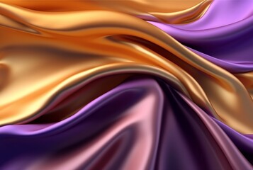 Obraz premium abstract background with 3d waves bright gold and purple. generative ai