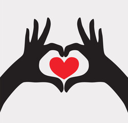 Obraz premium Hands in shape of love doodle hand drawn ,vector art illustration.