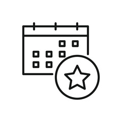 Editable Icon of Favorite Marker Calendar Schedule , Vector illustration isolated on white background. using for Presentation, website or mobile app