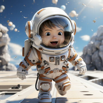 CARTOON CHILD WEARING AN ASTRONOT CLOTH