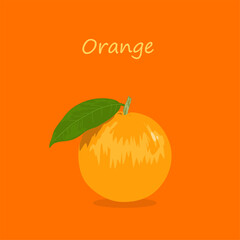 illustration of an orange with leaves