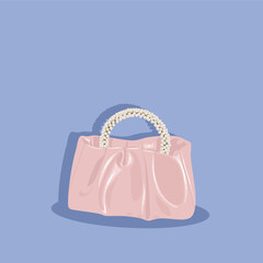 Vector illustration of soft pink bag with pearl handle 