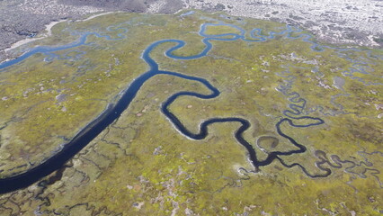 DRONE PHOTOGRAPHY OF THE WETLANDS IN SAN QUINTIN BAJA CALIFORNIA MEXICO