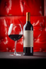 red wine bottle and glass