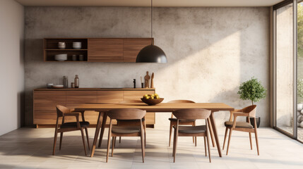 Home interior with modern kitchen counter.