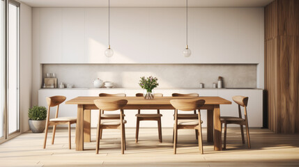 Fototapeta na wymiar Home interior with modern kitchen counter.