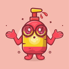 cute pet shampoo bottle character mascot with confused gesture isolated cartoon in flat style design
