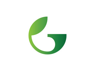 letter G with green nature leaf logo design