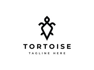 tortoise turtle line style logo design