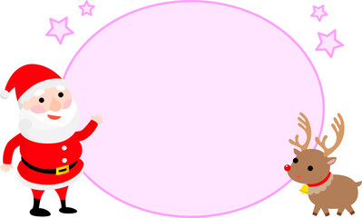 サンタクロースとトナカイ入りクリスマスフレーム
