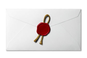 赤いワックスで封がされた白い封筒