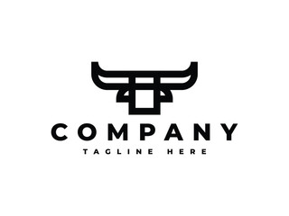 minimal bull head logo design