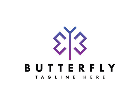 modern geometric butterfly logo design