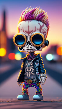 3d render of a robot, Chibi Skeleton guy