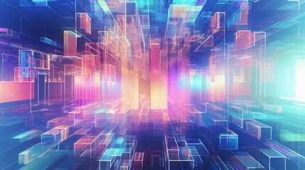 Futuristic Fusion: Holographic Glitch Abstract Background