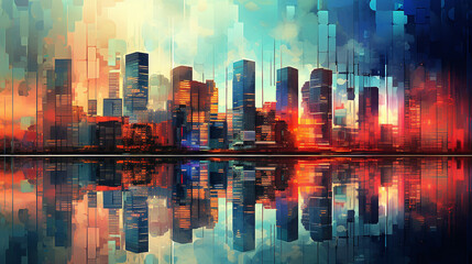 Fototapeta premium Pixelated Utopia Fusion