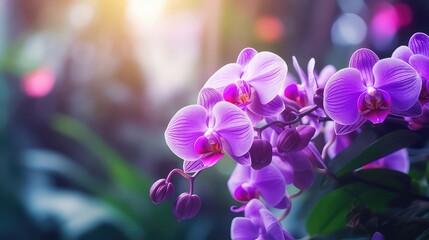 Fototapeta na wymiar orchid purple flowers in the garden
