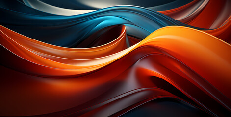 Abstract Minimalism: Dark Aquamarine and Orange Swirls