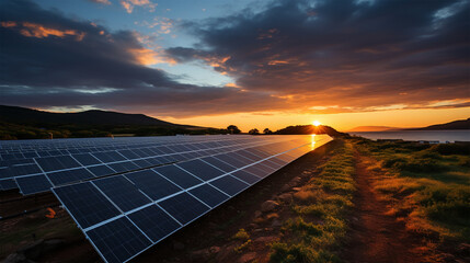 Renewable Energy Solution in Nature's Sunset