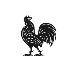 black and white rooster vector illustration
