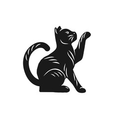 sitting black cat vector illustration