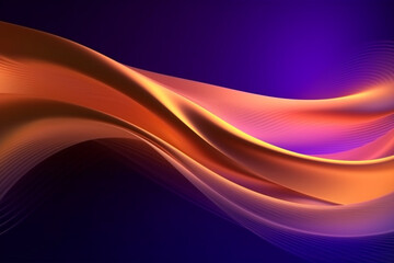 Abstract Background with 3D Wave Bright Gold and Purple Gradient Silk Fabric. Generative AI