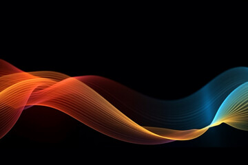 Fototapeta premium Colorful wave lines of light on a black background. Generative AI