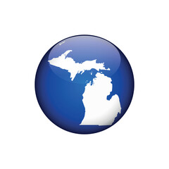 Michigan Circle Button States of US Map Icon Vector Template Illustration Design