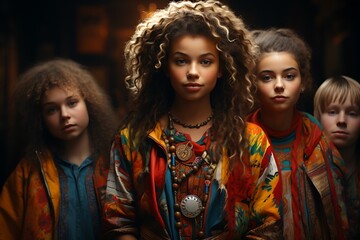 Dynamic Youth Unity: Idealized Native American Children in Swirling Vortexes -  Art for International Youth Day