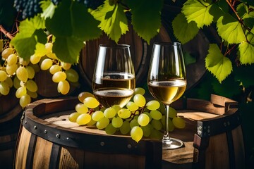 white wine and grapes generated by AI tool