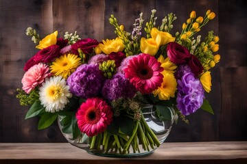 Fototapeta na wymiar bouquet of flowers in vase generated by AI tool