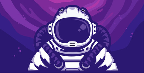 vector illustration of an astronaut character with a space background © Steven Mink