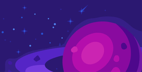 outer space illustration background, flat style design with colors 