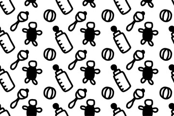 handdrawn doodle simple modern seamless pattern background