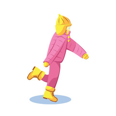 Child in Colorful Winter Clothes Running